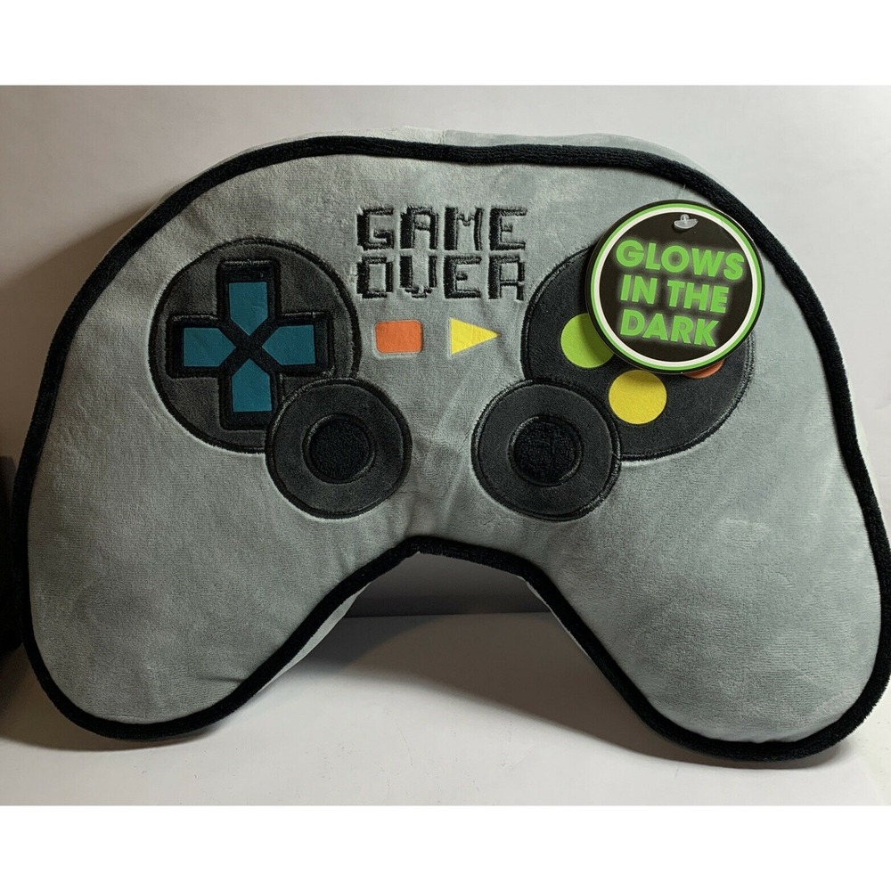Video Game Controller Plush Pillow Kids Grey New Glow In‎ The Dark